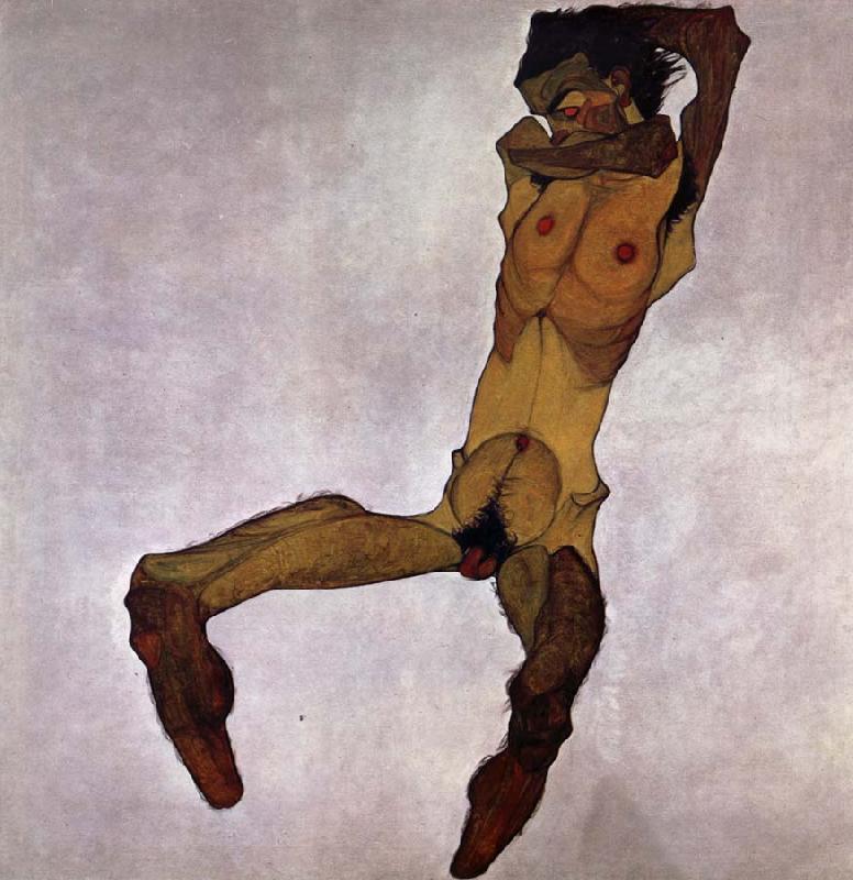 Egon Schiele Seated Male Nude oil painting image